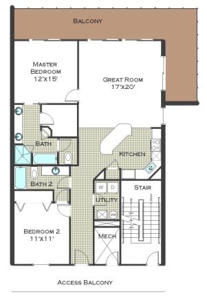2 Bed 2.5 Bath - Calypso Resort Floor Plan